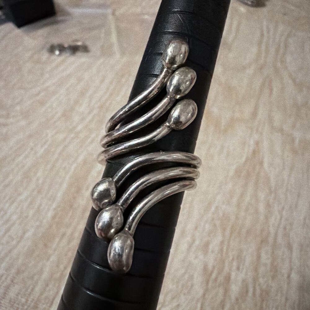 925 Sterling Silver Vintage Modernist Bypass Ring Size 6.5